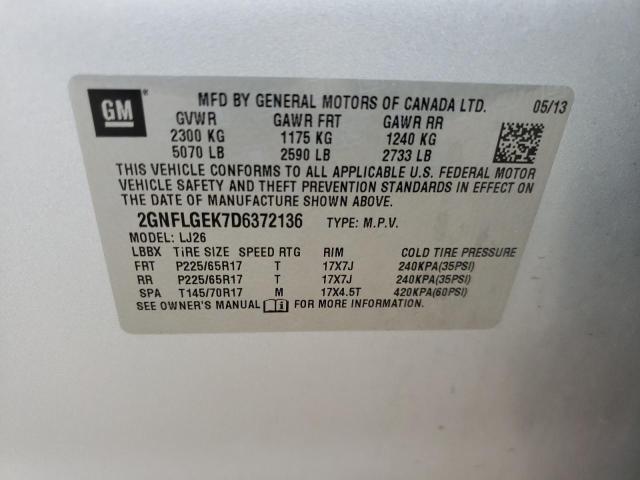 Photo 10 from auction – 2013 CHEVROLET EQUINOX LT with VIN 2GNFLGEK7D6372136