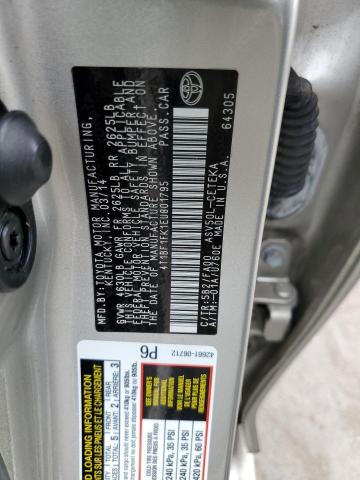 Photo 10 from auction – 2014 TOYOTA CAMRY L with VIN 4T1BF1FK1EU801795