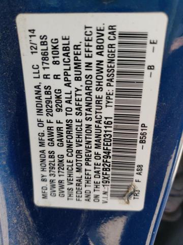 Photo 10 from auction – 2015 HONDA CIVIC EXL with VIN 19XFB2F94FE031161