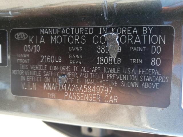 Photo 10 from auction – 2010 KIA FORTE EX with VIN KNAFU4A26A5849797