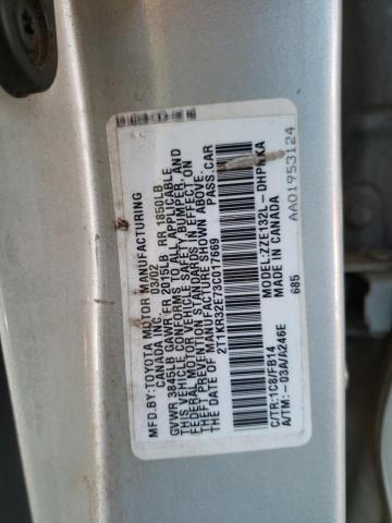 Photo 10 from auction – 2003 TOYOTA METRIX with VIN 2T1KR32E73C017669