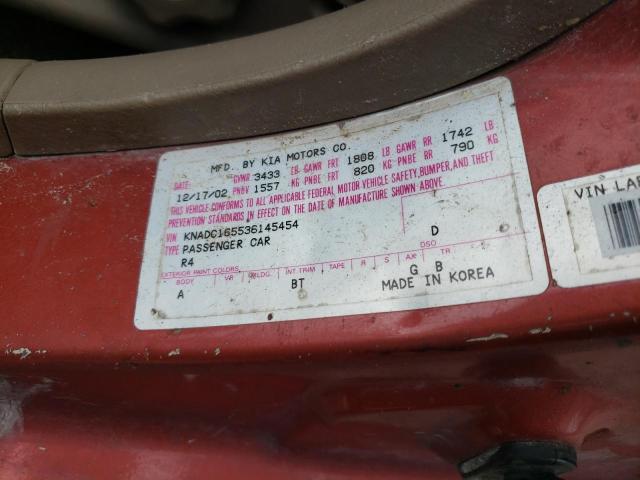 Photo 10 from auction – 2003 KIA RIO CINCO with VIN KNADC165536145454
