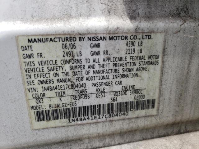 Photo 10 from auction – 2007 NISSAN MAXIMA SE with VIN 1N4BA41E17C804040