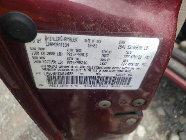 Photo 10 from auction – 2002 JEEP LIBERTY SP with VIN 1J4GL48K92W210559