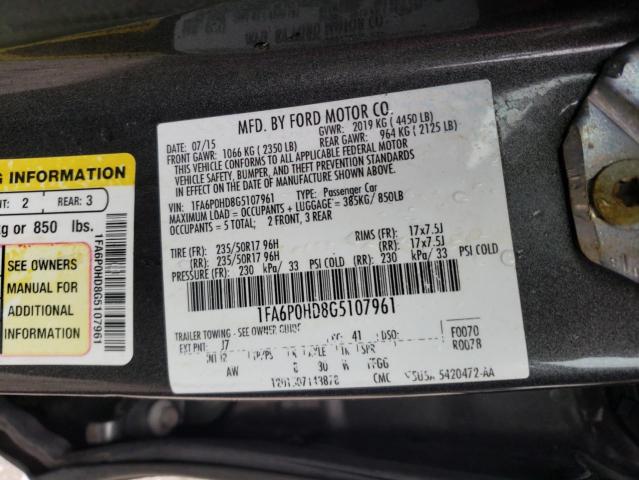 Photo 10 from auction – 2016 FORD FUSION SE with VIN 1FA6P0HD8G5107961