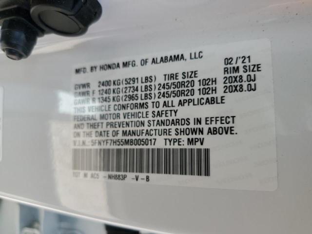 Photo 10 from auction – 2021 HONDA PASSPORT E with VIN 5FNYF7H55MB005017