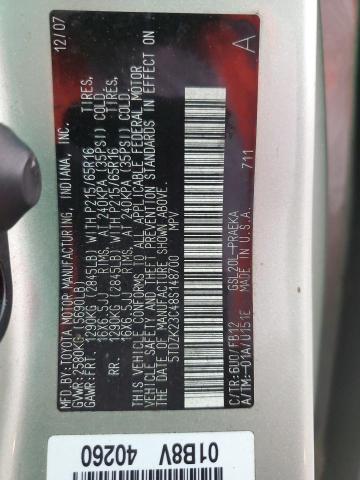 Photo 10 from auction – 2008 TOYOTA SIENNA CE with VIN 5TDZK23C48S148700