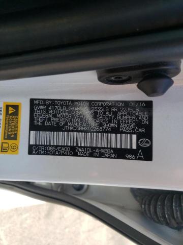 Photo 10 from auction – 2016 LEXUS CT 200 with VIN JTHKD5BHXG2268774