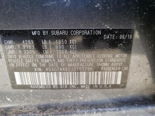 Photo 10 from auction – 2018 SUBARU IMPREZA with VIN 4S3GTAA62J3752796