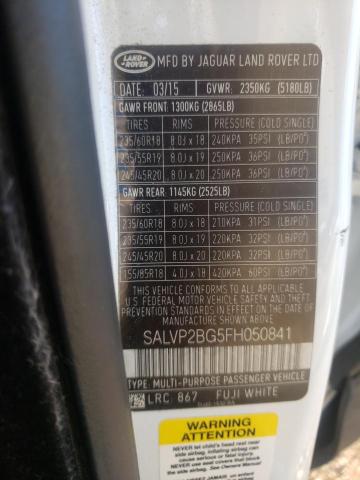 Photo 10 from auction – 2015 LAND ROVER RANGE ROVE with VIN SALVP2BG5FH050841