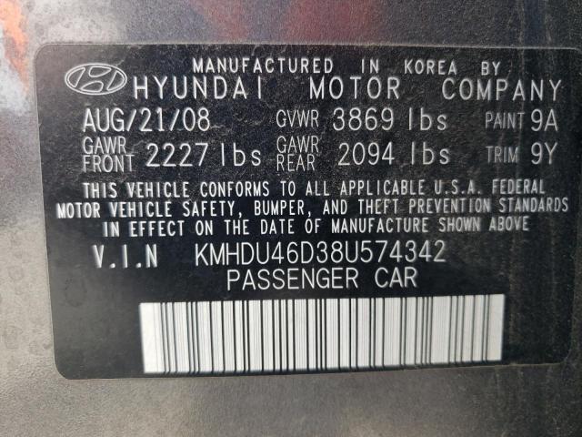 Photo 10 from auction – 2008 HYUNDAI ELANTRA/GL with VIN KMHDU46D38U574342