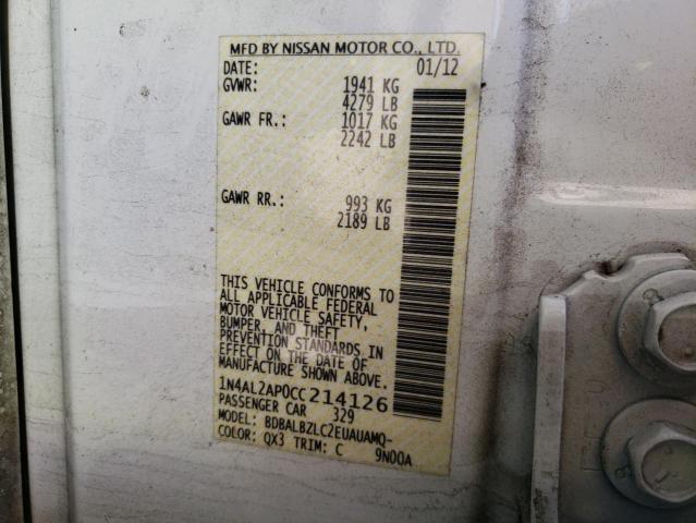 Photo 10 from auction – 2012 NISSAN ALTIMA BAS with VIN 1N4AL2AP0CC214126