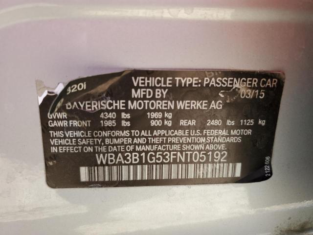 Photo 10 from auction – 2015 BMW 320 I with VIN WBA3B1G53FNT05192