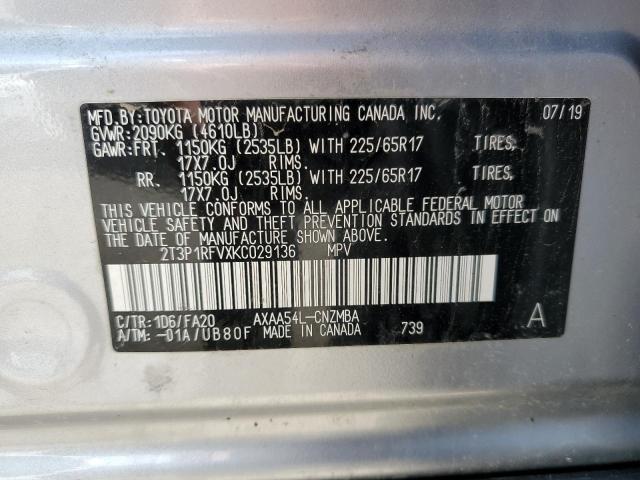 Photo 10 from auction – 2019 TOYOTA RAV4 XLE with VIN 2T3P1RFVXKC029136