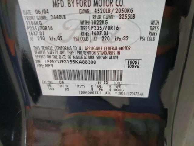 Photo 10 from auction – 2005 FORD ESCAPE XLT with VIN 1FMYU93155KA88308