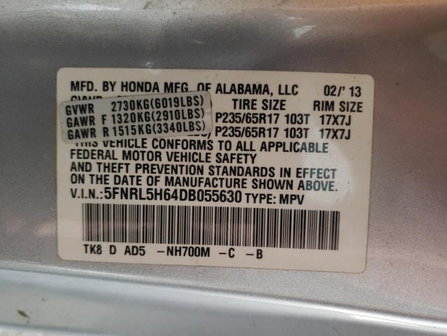 Photo 10 from auction – 2013 HONDA ODYSSEY EX with VIN 5FNRL5H64DB055630