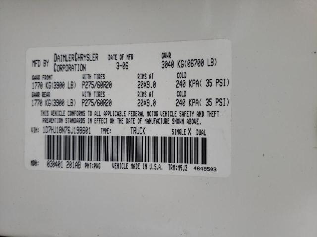 Photo 10 from auction – 2006 DODGE RAM 1500 S with VIN 1D7HU18N76J198601