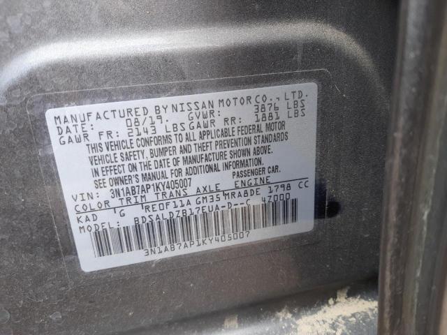 Photo 10 from auction – 2019 NISSAN SENTRA S with VIN 3N1AB7AP1KY405007