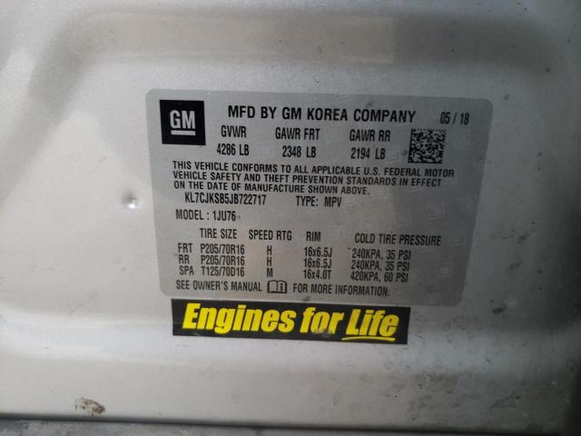 Photo 10 from auction – 2018 CHEVROLET TRAX LS with VIN KL7CJKSB5JB722717