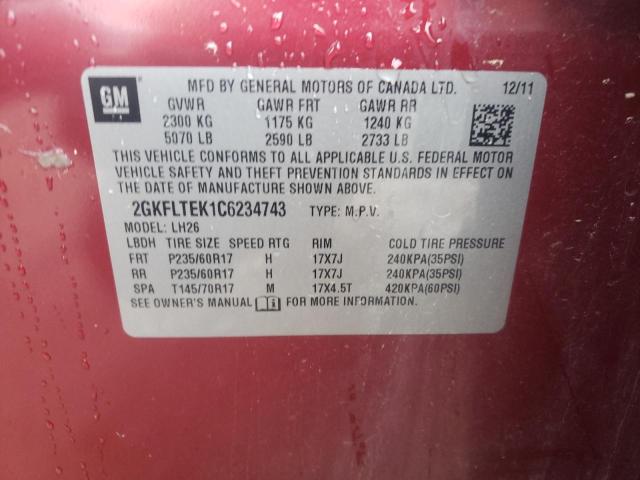 Photo 10 from auction – 2012 GMC TERRAIN SL with VIN 2GKFLTEK1C6234743