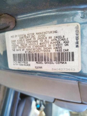Photo 10 from auction – 2001 TOYOTA CAMRY CE with VIN 4T1BG22K51U779559