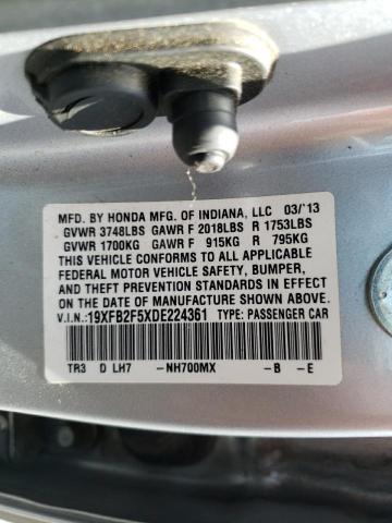 Photo 10 from auction – 2013 HONDA CIVIC LX with VIN 19XFB2F5XDE224361