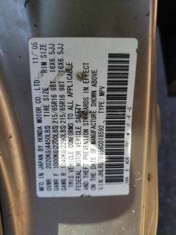 Photo 10 from auction – 2006 HONDA CR-V SE with VIN JHLRD78956C018592