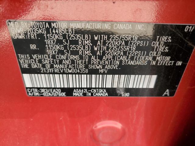 Photo 10 from auction – 2013 TOYOTA RAV4 LIMIT with VIN 2T3YFREV1DW004358