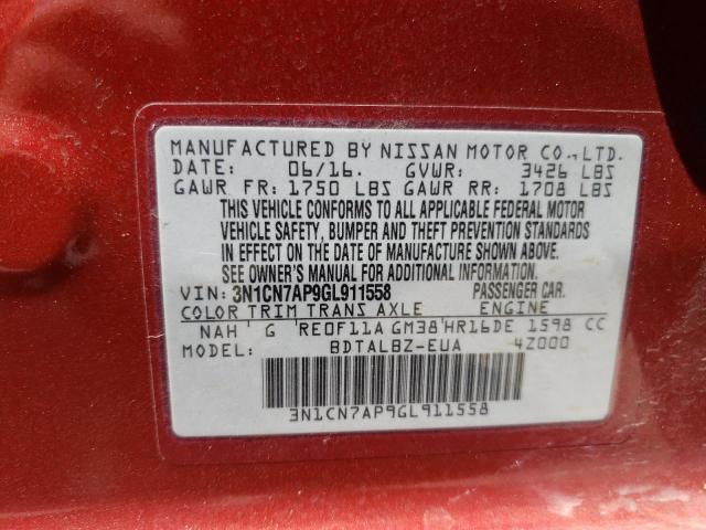 Photo 10 from auction – 2016 NISSAN VERSA S with VIN 3N1CN7AP9GL911558
