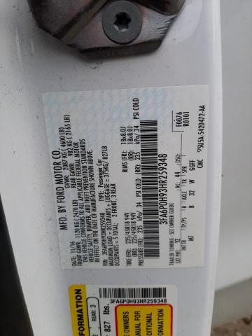 Photo 10 from auction – 2017 FORD FUSION SE with VIN 3FA6P0H93HR259348