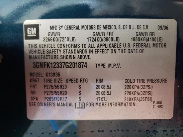 Photo 10 from auction – 2007 CHEVROLET AVALANCHE with VIN 3GNFK12337G201874