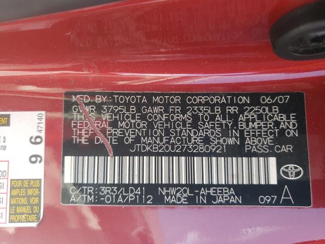 Photo 10 from auction – 2007 TOYOTA PRIUS with VIN JTDKB20U273280921