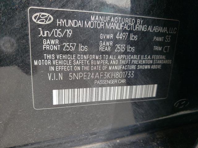 Photo 10 from auction – 2019 HYUNDAI SONATA SE with VIN 5NPE24AF3KH801733