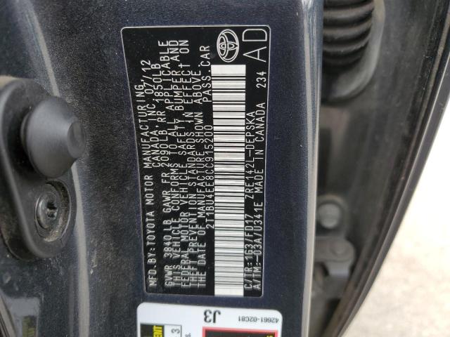 Photo 10 from auction – 2012 TOYOTA COROLLA BA with VIN 2T1BU4EE8CC915200