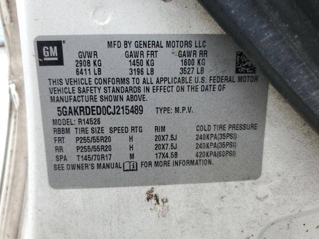 Photo 10 from auction – 2012 BUICK ENCLAVE with VIN 5GAKRDED0CJ215489