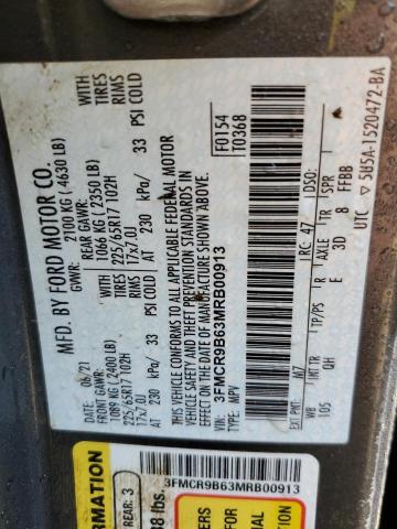 Photo 10 from auction – 2021 FORD BRONCO SPO with VIN 3FMCR9B63MRB00913