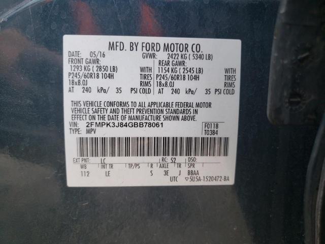 Photo 10 from auction – 2016 FORD EDGE SEL with VIN 2FMPK3J84GBB78061