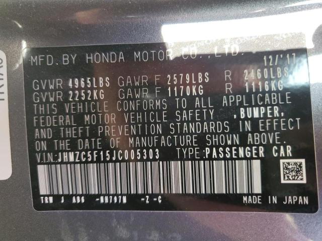 Photo 10 from auction – 2018 HONDA CLARITY with VIN JHMZC5F15JC005303
