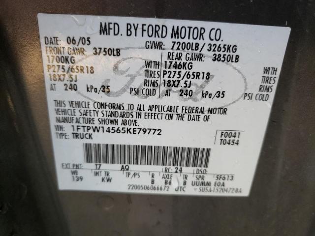 Photo 10 from auction – 2005 FORD F150 SUPER with VIN 1FTPW14565KE79772