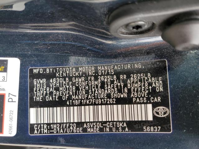 Photo 10 from auction – 2015 TOYOTA CAMRY LE with VIN 4T1BF1FK7FU917262