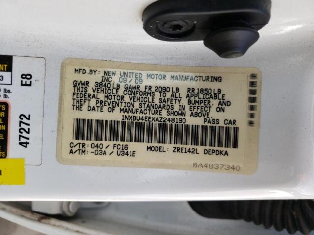 Photo 10 from auction – 2010 TOYOTA COROLLA BA with VIN 1NXBU4EEXAZ248190