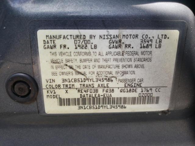 Photo 10 from auction – 2000 NISSAN SENTRA BAS with VIN 3N1CB51D9YL345986