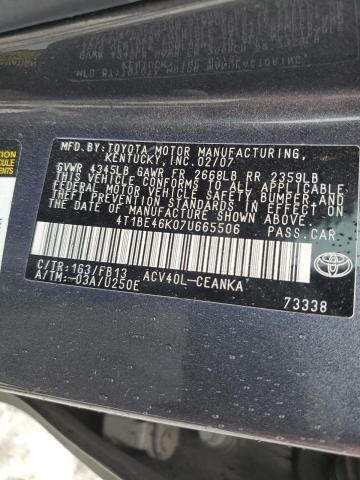 Photo 10 from auction – 2007 TOYOTA CAMRY CE with VIN 4T1BE46K07U665506