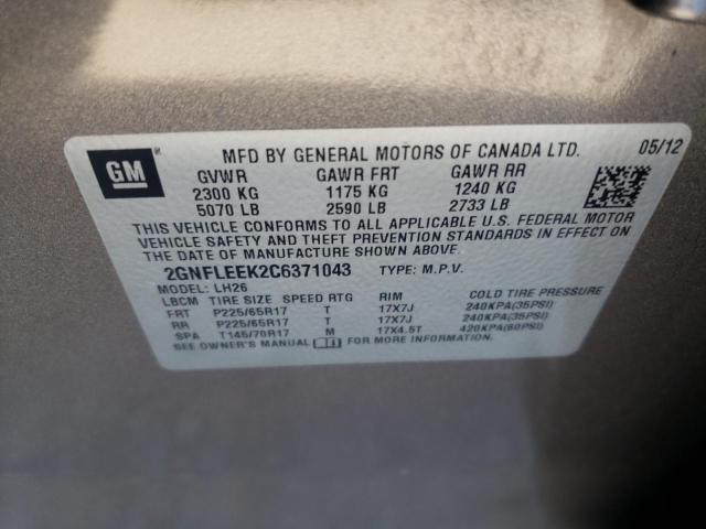 Photo 10 from auction – 2012 CHEVROLET EQUINOX LT with VIN 2GNFLEEK2C6371043