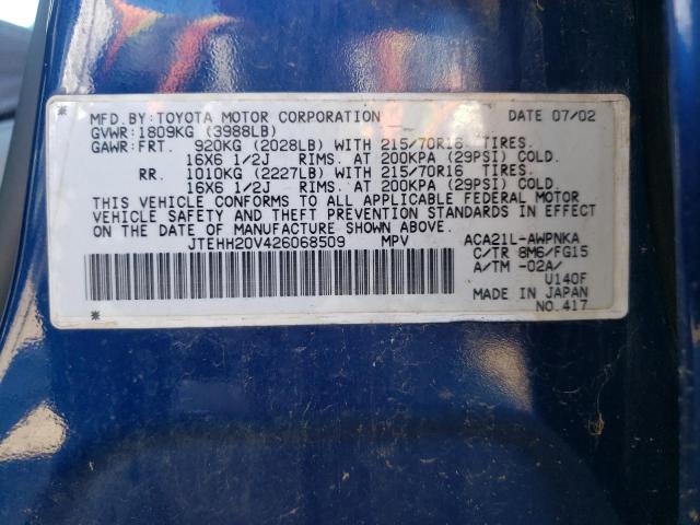 Photo 10 from auction – 2002 TOYOTA RAV4 with VIN JTEHH20V426068509