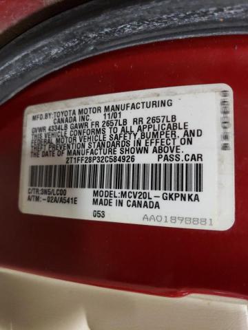 Photo 10 from auction – 2002 TOYOTA CAMRY SOLA with VIN 2T1FF28P32C584926