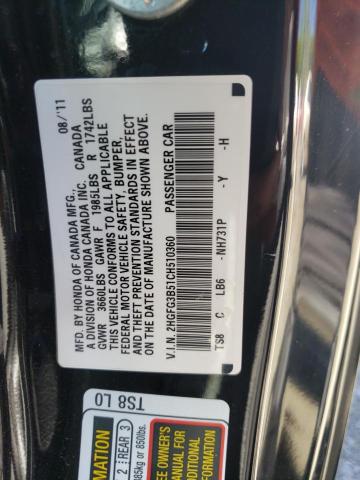 Photo 10 from auction – 2012 HONDA CIVIC LX with VIN 2HGFG3B51CH510360