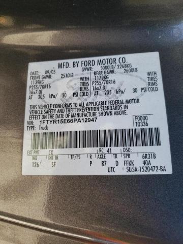 Photo 10 from auction – 2006 FORD RANGER SUP with VIN 1FTYR15E66PA12947