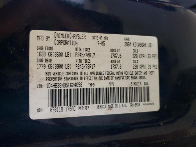 Photo 10 from auction – 2005 DODGE DURANGO ST with VIN 1D4HB38N95F624658