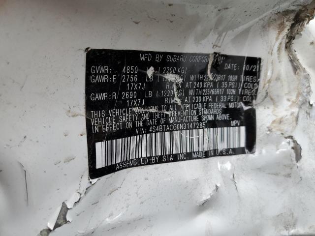 Photo 10 from auction – 2022 SUBARU OUTBACK PR with VIN 4S4BTACC0N3147285